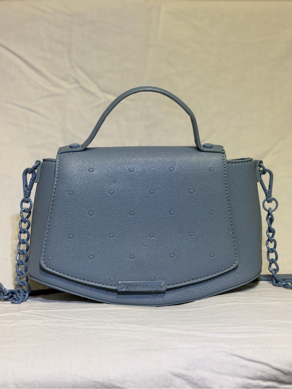 & Other Stories Dusty Blue Top-Handle Satchel with Chain Strap